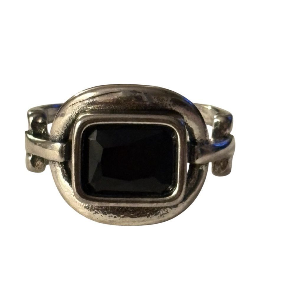 Bohemian Silver and Black Women's Ring OS